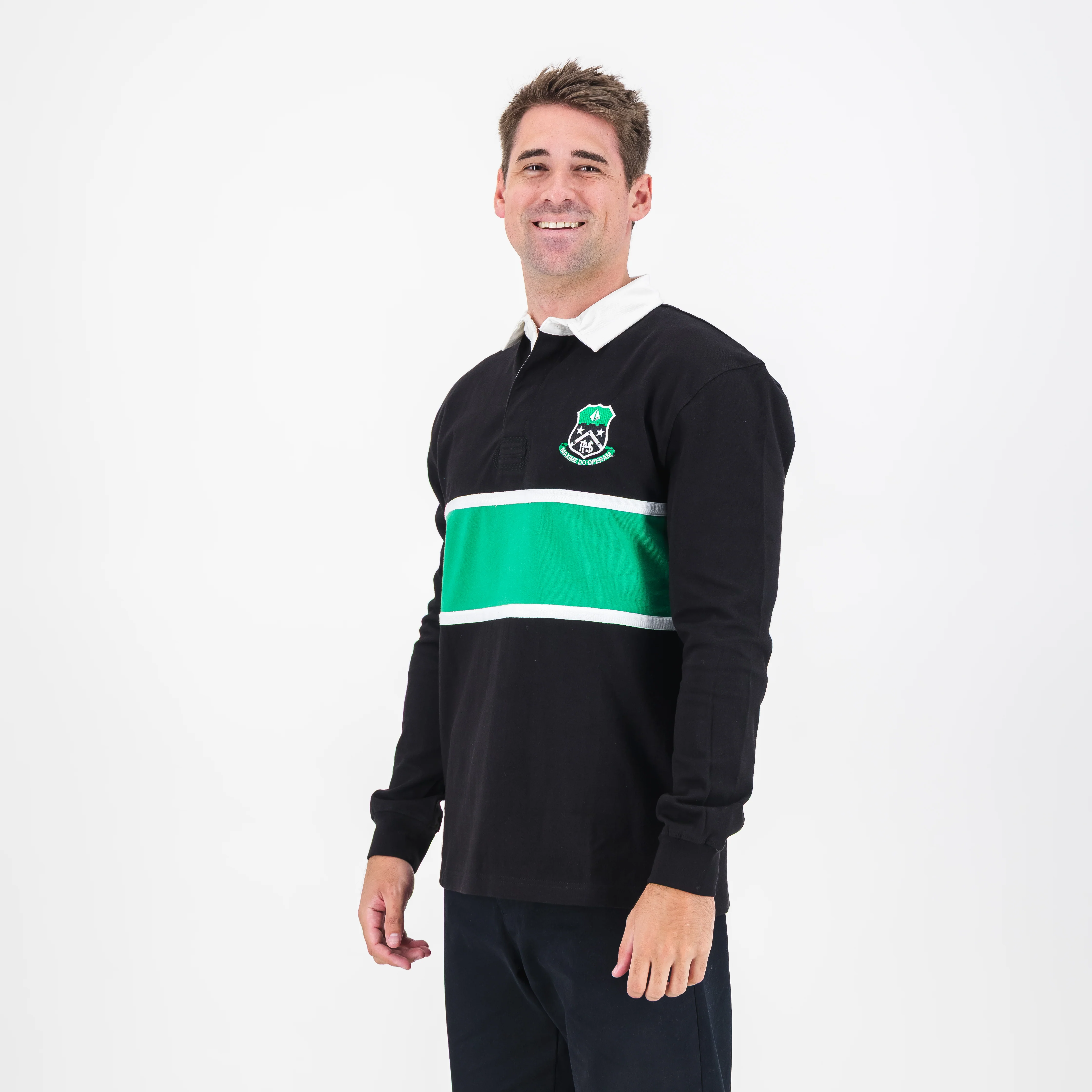 Pearson High School Tops LS Rugby Jersey Cut & Sew Em Black - Image 4