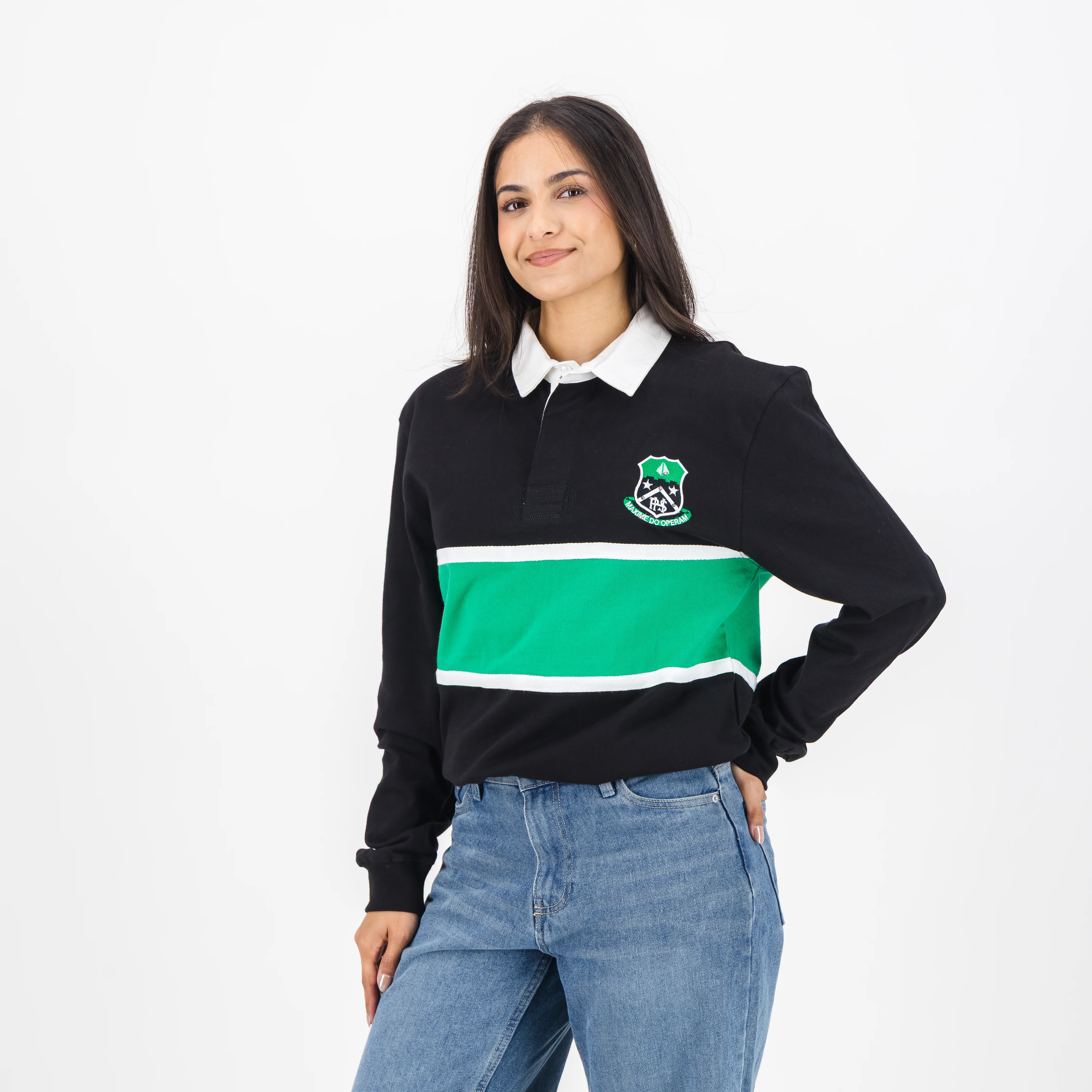 Pearson High School Tops LS Rugby Jersey Cut & Sew Em Black - Image 6